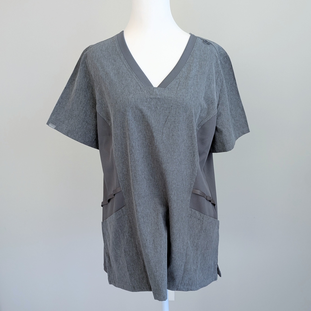 Hanes Gray Comfort Fit Scrubs Top M